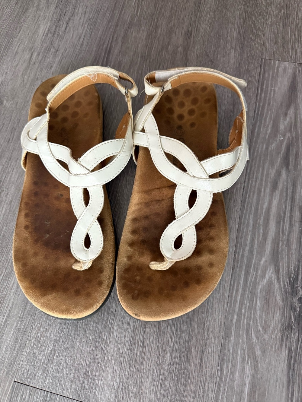 Women’s Cream Braided Toe-Loop Sandals with Ankle Strap Beach Comfort